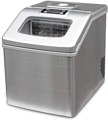 Macchina Del Ghiaccio, Ice Maker, 35 Lb Al Giorno, Coperchio Trasparente, Argento