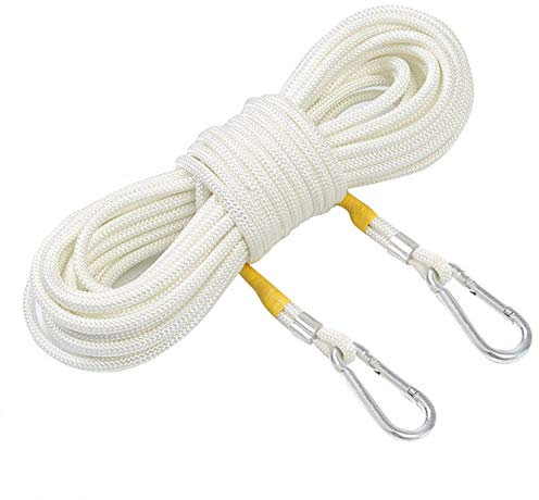 ZNKZJ Cuerda de tendedero Heavy Duty 8mm,Cuerdas para Tender la Ropa Gruesa y Resistente de Acero con 2 Ganchos de Acero,Tendederos para jardín Ropa Exterior Ropa Colgante,White-5m