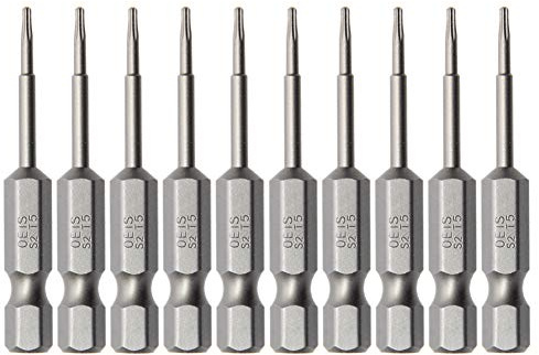 Utoolmart T5 Torx-Schraubendreher-Bohrer, 50 mm Gesamtlänge, S2-Stahl, 1/4-Zoll-Sechskantschaft, magnetisch, sicherheitsfest, Schlagbohrer, für Heimwerker-Reparaturarbeiten, 10 Stück