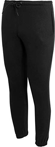 shelikes Mens Fleece Jogging Bottoms Pants Trousers Casual Cuff Hem Track Pant Joggers Trouser Sweatpant with Zip Pockets Black