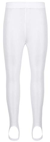 Aislor Kinder Strumpfhose Ballett Leggings mit Steg Mädchen Jungen Ballettkleidung Tanzhose Lang für Tanz Yoga Sport Gymnastik Schwarz Weiß Weiß 140-152