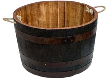 Temesso Halbes Fass aus einem originalen schottischen Whiskyfass - geölt (Geölt - mit Schlaufen)
