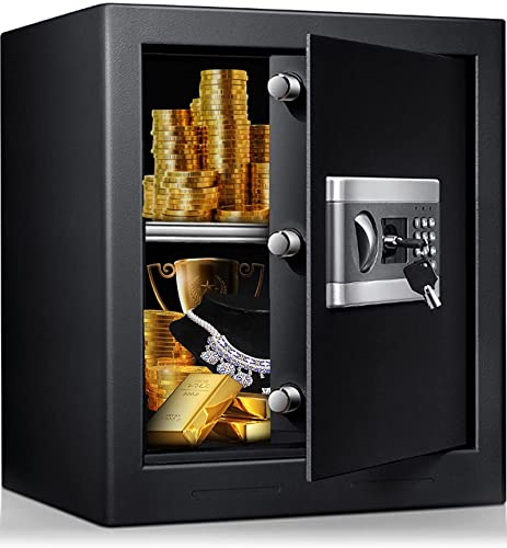 Coffre-Fort de De Dépôt avec Serrure Électronique, BITOWAT 43L Ignifuge et Etanche coffre-fort de meubles Pour vos documents d'identité, do cuments A4, ordinateurs portables, bijoux