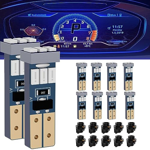 YONGMING T5 LED Voiture PC74 PC37 2721 Ampoule Tableau De Bord 12V Bleu | 9 LED 3014 SMD Haute Luminosité, Base Twist Lock, Compatible Compteur, Jauge Et Voyant Automobile
