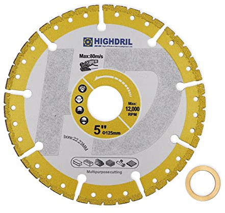 HIGHDRIL Disco Diamantato Gres Metalli - 115mm Dischi Taglio per Lamiera Metallo Ferro Angolare Acciaio Inox Calcestruzzo Granito Marmo Tondo per Cemento Armato
