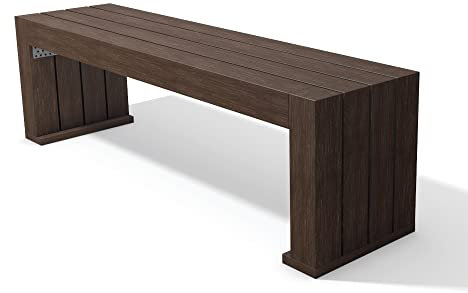hanit Calero Gartenbank ohne Lehne | 150 x 40 x 45cm | braun | wetterfeste Sitzbank aus Recycling Kunststoff