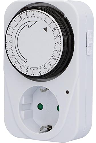 Unitec Timer giornaliero analogico, per interni/Distanza regolabile di 15 minuti/bianco-nero