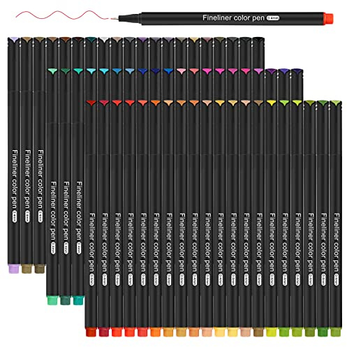 Gelanty Fineliner Pens, 60-Colors Fine Point Color Pens Set 0.4mm Fine Tip Colored Pens Drawing Pen for Journaling, Writing Note, Comics, Coloring Books