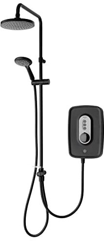 Triton Showers Danzi DuElec™ | Shower Electric | 9.5 KW I Black I Electrical Showers | with Rainfall Showerhead and Anti Twist Hose | Best Electric Shower Units for Bathrooms