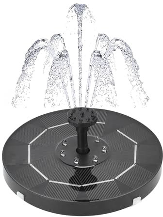 LED-Solarbrunnen, Solarbrunnenpumpe mit LED-Leuchten verhindert Trockenbrennen, solarbetriebene Wasserpumpe für Teich, Vogelbad, Garten, 3,5 W(SCHWARZ)