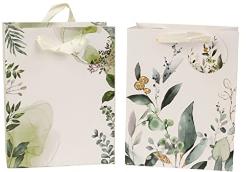 Geschenktaschen Geschenktüten jeweils im 4er Set in verschiedenen Größen und Formen | Frühling | Geburtstag | Party | Geschenkverpackung (18x23x10 cm Blumen)