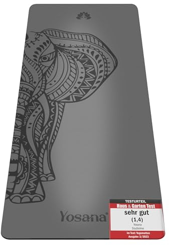 Yosana Yogamatte aus Naturkautschuk | extrem rutschfest | ULTRA GRIP Oberfläche aus ECO PU | extra breit 68cm | inklusive Tragegurt | Yoga matte 183x68cm | 4mm dünn