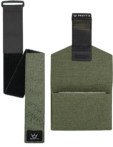 Peaty's Holdfast Trail Tool Wrap – supersäker, halkfri, skallrar inte, modulär design, vattentät, förvaringsväska med blixtlåsficka, passar var som helst, för MTB, vägcykel, elcykel, grön