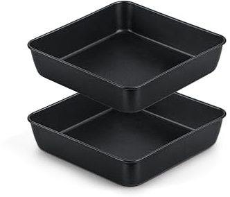 Onader 6 Inch Non-Stick Cake Tin Set of 2, Stainless Steel Oven Baking Pan Square Cake Mould for Cakes Brownies and Roasting, Healthy & Heavy-Duty, Rust Resistant & Easy Clean