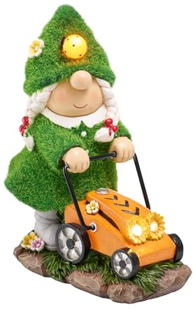 TERESA'S COLLECTIONS Gardeh Ornaments - Lovely Wedding Gonks with Solar Lights, Family Series, Waterproof Resin, Indoor/Outdoor 20.5CM