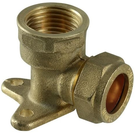 Securplumb Garden Compression Wall Plate Elbow (15mm x 0.5mm) (Brass)