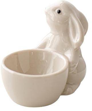 Colcolo Coquetier en céramique pour œufs de Lapin, pour œufs durs, décoration de Maison, ustensiles de Cuisine, décoration de pâques, Porte-œufs de pâques, Blanc
