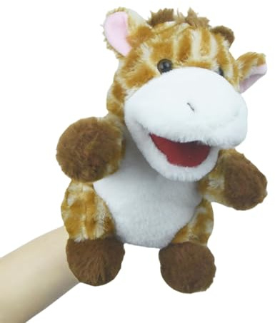 lilizzhoumax Handpuppe Giraffe Kuscheltier Simuliertes Tier Giraffe Handpuppe aus Plüsch Kawaii Niedliches Rollenspiel interaktives Früherziehungsspielzeug für Kinder Geschenk für Kinder Zoo Tiere