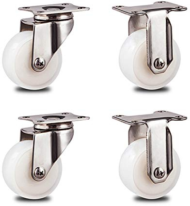 Kleine Möbelrollen, Schwenkplattenrollen, mobile Trolleyrollen, 360-Grad-Geräuschlose Räder für industrielle Tischschrankregale, 4er-Pack, Weiß (Universal 50 mm) (Weiß 40 mm) (Standard + Universal 50