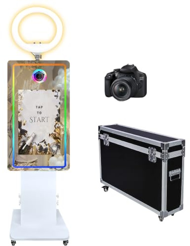 WideMeet Weiße Maschine 21,5 Zoll LCD Touchscreen Tragbarer Magischer Spiegel Fotokabine für Hochzeit Party Event Verleih