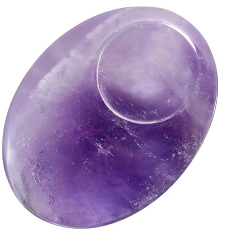Nupuyai Amethyst Handschmeichler Stein Daumenstein Edelstein Heilstein oval | Handschmeichler Edelstein, Glücksbringer Taschenstein gegen Stress und Angst, Reiki Heilstein für Meditation Massage Gua Sha
