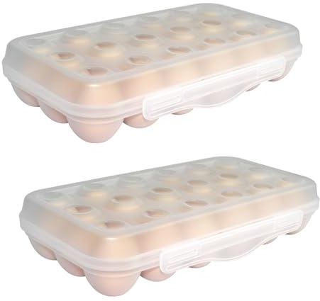 Contenitore per uova con 18 griglie, 2 confezioni di portauova in plastica, organizer per uova per frigorifero, vassoio portatile per uova con coperchio, per frigorifero, campeggio, escursionismo,