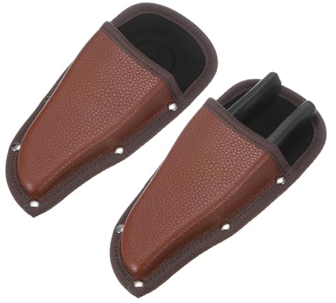 M METERXITY 2-Pack Funda para Tijeras de Jardín, Funda de Cuero PU Portátil para Tijeras de Podar Soporte para Cinturón, Estuche de Cuero para Tijeras de Jardín [Rojo-Marrón]