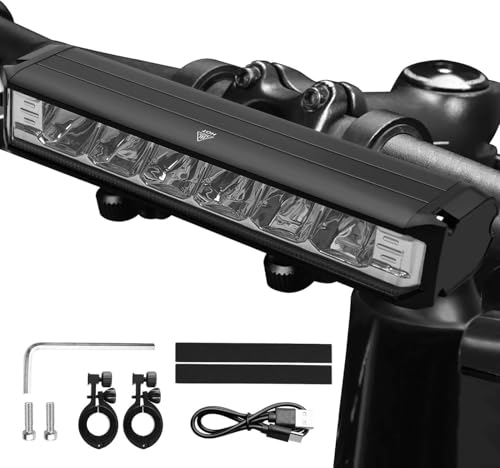 UYHGO 6 LED Bike Light, Mountain Bike Lights, Aluminium, Bicycle Front Lights USB Rechargeable with 4000 mAh Battery, 5 Lighting Modes