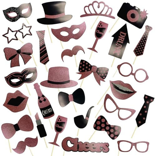 ZACHMEST 30 Stück Photo Booth Requisiten,Foto Requisiten Hochzeit,Party Photo Booth Requisiten Dekoration für Hochzeit Halloween Weihnachten Tischdekoration Geburtstag Karneval Silvester