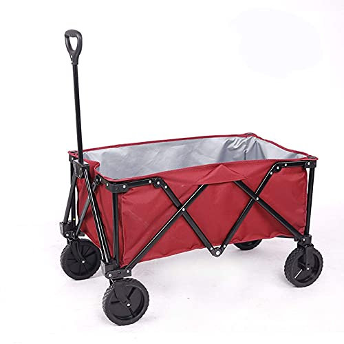 NZpost Garden Trolley Folding Garden Beach Trolley Outdoor Utility Wagon Garden Trolley Carts Shopping Camping Cart Easy Transport (Red)