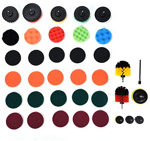 Drill Brush Attachment, Drill Brush Set Detailing Brush Set Power Scrubber Brush Polishing Pad 37PCS for Home
