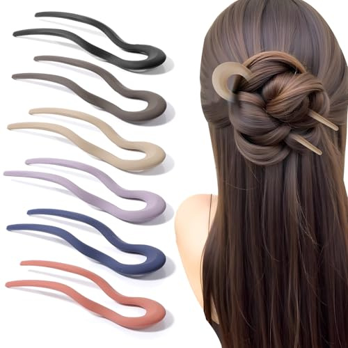 6 Stück French Hair Pin, Schrubben U-Förmige Französische Haarnadel, Wellenförmig Haarnadeln für Dutts, Haarklammer für Frauen mit Langen Frisuren(Mehrfarbig)