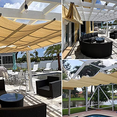 Einziehbare wasserdichte Pergola Abdeckung Schatten Sail Awning UV Block Dach Markise für Außen Terrasse Garten Deck Beige 1,1 x 4 m