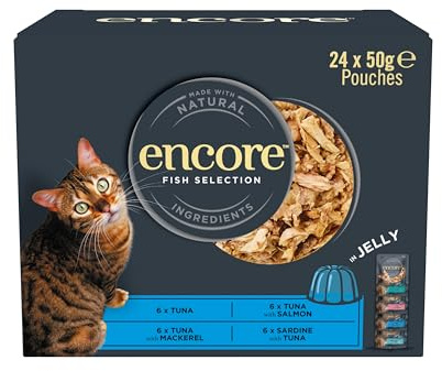 Encore Natural Wet Cat Food, Multipack Fish Selection in Jelly 24 x 50g Pouches