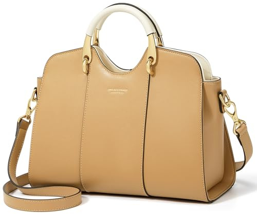 Cnoles Damen Handtasche Henkeltasche - Frau Leder Schultertasche - Elegante Tote Shopper - mit Retro Griff und Schultergurt- Alltags Mode Arbeit Stadt City