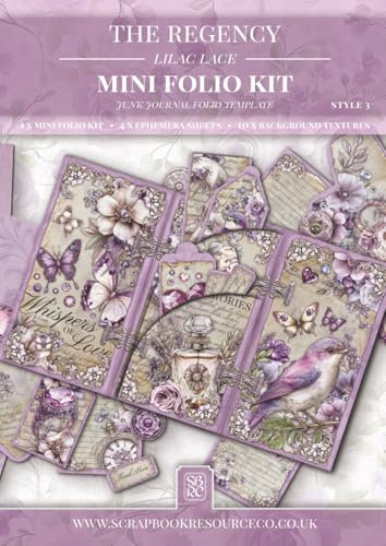 The Regency Lilac Lace Mini Folio Kit: Junk Journal Folio Template Style 3