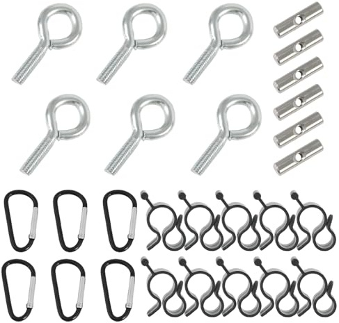 Molirex 6 Stück Kederstopper mit Karabiner & 10 Kederleisten Haken, Edelstahl Stopper für Kederschiene 8-10mm und S Förmige Markisenhaken Wohnwagen Zubehör für Wohnmobil Caravan Camping Zelt Campervan