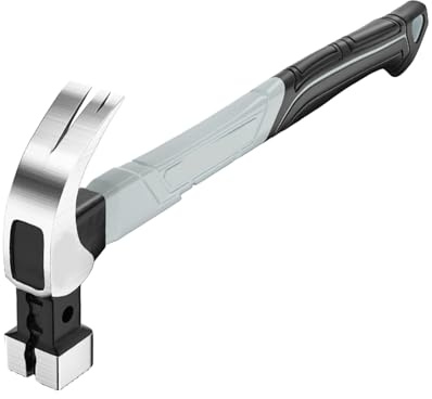 Martello multifunzione per carpenteria, strumento universale integrato in acciaio speciale, testa quadrata e coda curva, manico in fibra