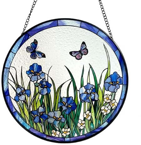 Blue iris and Butterflies suncatchers 5.9