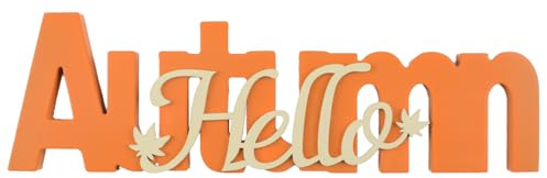 MOROBOR Letrero de madera con texto Hello Autumn, 1 pieza de decoración de otoño, adornos creativos, letrero de madera para decoración de habitación familiar, fiesta, interior y exterior, decoración