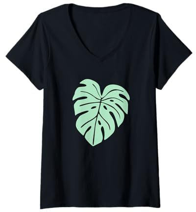 Womens Monstera Deliciosa Swiss Cheese Plant V-Neck T-Shirt