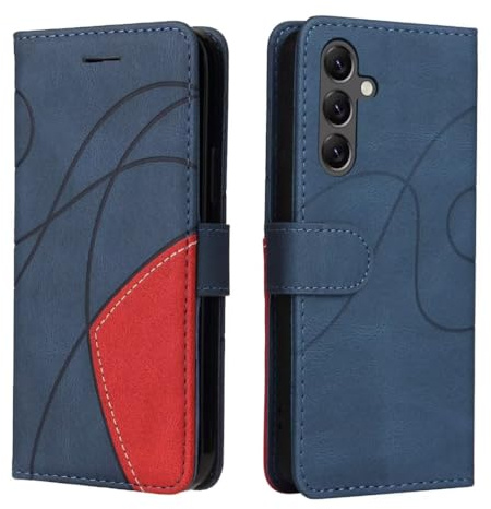 Dfjhure for Samsung A17 Case Galaxy A17 5G/4G Cases Premium Flip Wallet Phone Cover Shockproof PU Leather Stand View Bookstyle Silicone Bumper Business Phone Case for Samsung Galaxy A17 5G/4G- Blue