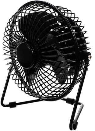 Mini Ventilador de Reloj USB Negro de Metal LED y Decoración Verano