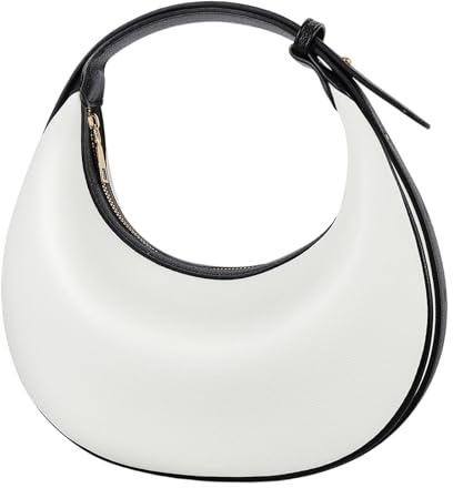 Sac à bandoulière croissant pour femme en cuir avec sangle réglable, noir/blanc, One Size