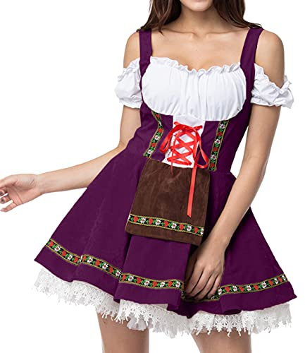 Disfraz tradicional de Oktoberfest para mujer, disfraz tradicional de Oktoberfest para mujer, talla grande, hombros descubiertos, manga corta, vestido tirolés alemán, carnaval, Halloween, bar