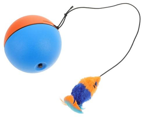 TOYANDONA Elektrisk Kattleksak med Slitstark Tuggleksaksmus och Självrullande Boll Rolig Inomhus Leksak för Katter Främjar och Aktivitet
