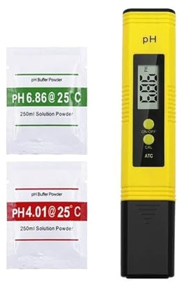 DRAUXI Misuratore di qualità 'Acqua ad Alta precisione 0,01 PH, misuratore PH Digitale LCD, intervallo misurazione, Penna Prova Adatta for acquari Piscine Digitale sensibile(Yellow)