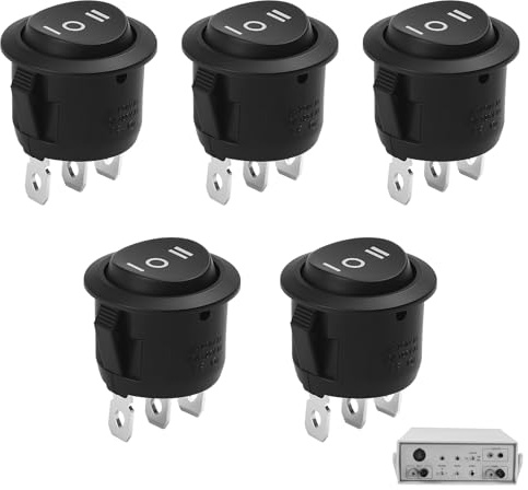 5 Stück Kippschalter 3 Positionen,3 Wege Schalter 230v,mit Draht Wippschalter Klein,Wechselschalter 12v,10A/125v 6A/250v 3-Polig Mini-Schalter Rund,für Auto Motorrad PKW Boot Wohnmobil Haushaltsgeräte