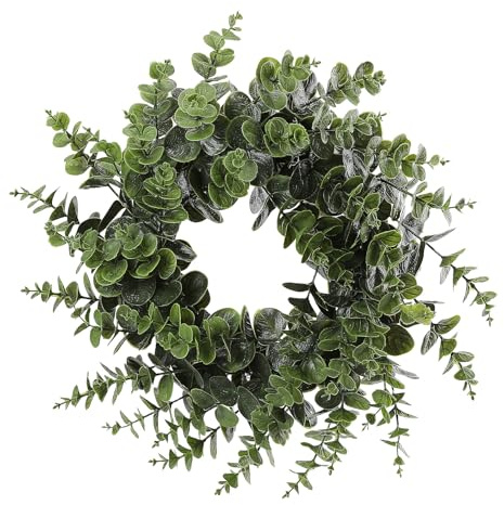 Artificial Eucalyptus Wreath for Front Door 60cm Spring Summer Green Wreaths Hanging Decorations for Farmhouse Home Window Wall Fireplace Decor (Green, 60cm)