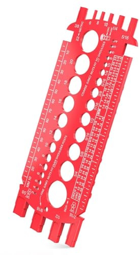 Myqqhbs Calibro a vite (metrico e SAE), misura vite per misurazione rapida di dadi e viti, calibro a vite in plastica, calibro filettato rosso